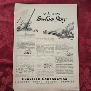Chrysler Corporation WWII Two-Gun Story Vintage War Production Print Ad – 1943